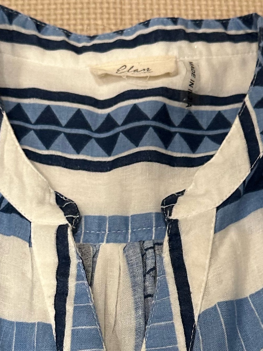 Elan Women's Blue/White Tiered Swing Dress M Long Sleeves 100% Cotton W/Pockets - Picture 3 of 10